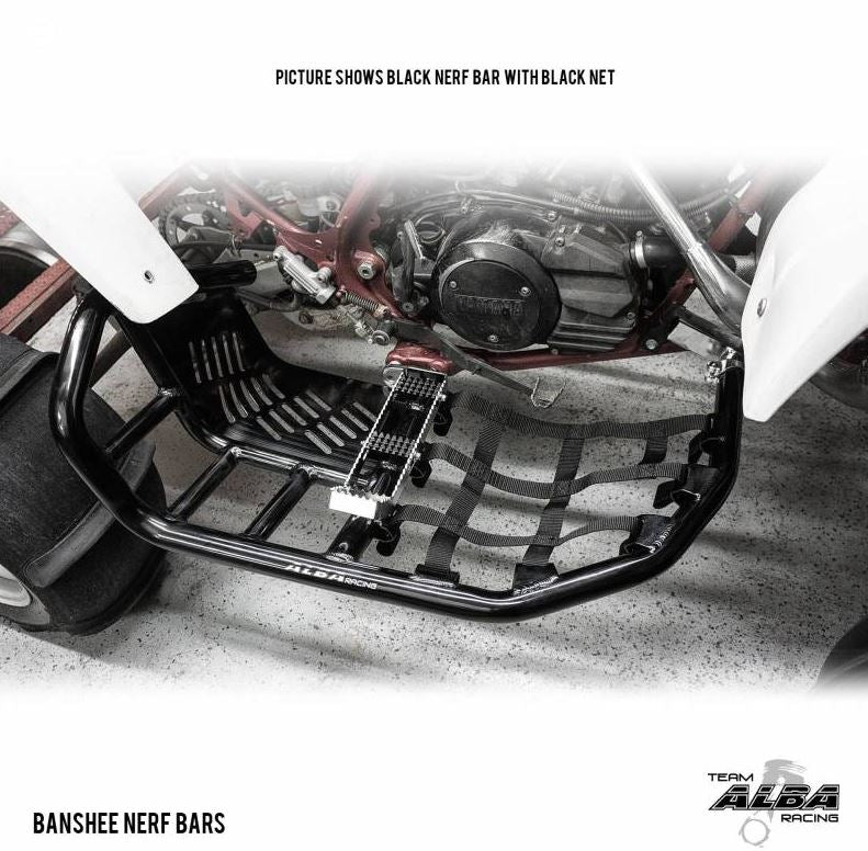 ARMAT by Alba Racing Yamaha Banshee YFZ 350 Pro Peg Nerf Bars (all years) BLACK NERFS & BLACK NETTING