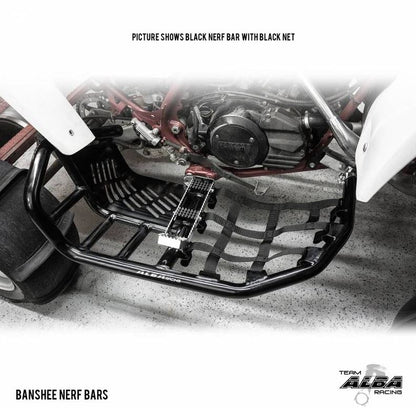 ARMAT by Alba Racing Yamaha Banshee YFZ 350 Pro Peg Nerf Bars (all years) BLACK NERFS & BLACK NETTING