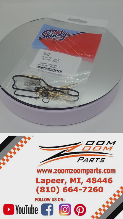 SHINDY CARBURETOR REBUILD KIT 03-044 1999 2000 HONDA TRX 400EX TRX400EX FOURTRAX ATV QUAD