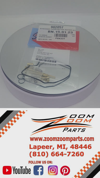 SHINDY CARBURETOR REBUILD KIT 03-104 1987 - 2004 KAWASAKI KLF300 KLF 300 BAYOU 2x4 2WD UTILITY ATV QUAD