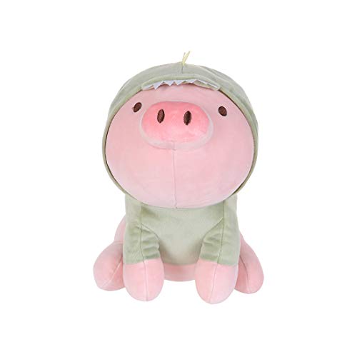 MINISO 12'' Sitting Piglet Stuffed Animals Plush Kawaii Body Pillow, Pig Cute Soft Plushies, Piglet Plush Throw Pillow Doll Plush Toys Valentine's Day Gift for Boy Girl Kids Children (Dinosaur Hoodie)