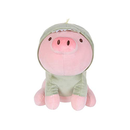 MINISO 12'' Sitting Piglet Stuffed Animals Plush Kawaii Body Pillow, Pig Cute Soft Plushies, Piglet Plush Throw Pillow Doll Plush Toys Valentine's Day Gift for Boy Girl Kids Children (Dinosaur Hoodie)