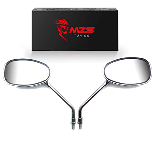 MZS Cruiser Motorcycle Mirrors Chrome, Touring Rear View Side Mirror Adjustable Compatible with Fury Interstate Magna Nighthawk Rebel 250 300 500 CMX Sabre Shadow Stateline Valkyrie VTX1300 VTX1800