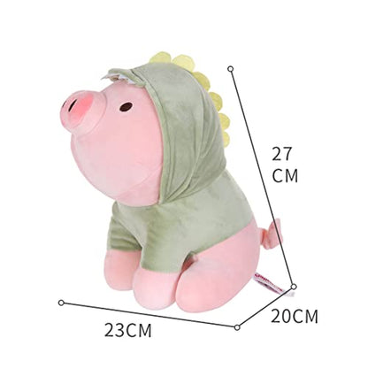 MINISO 12'' Sitting Piglet Stuffed Animals Plush Kawaii Body Pillow, Pig Cute Soft Plushies, Piglet Plush Throw Pillow Doll Plush Toys Valentine's Day Gift for Boy Girl Kids Children (Dinosaur Hoodie)