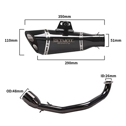 KAJIMOTOR Exhaust Muffler Pipe System for GY6 Engine 125cc 150cc Scooters Moped ATV Full Slip on Exhaust Header Pipe Silencer Black Double Hole