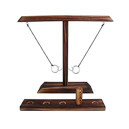 Cling Ring Toss Game for Adults and Kids ( Large Size and Screw Fixed ), Handcrafted Wooden Ring Toss with Shot Ladder for Indoor or Outdoor Interactive Activity Games