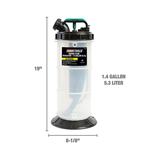 OEMTOOLS 24389 5.6 Quarts (1.4 Gallons) Manual Fluid Extractor, Fluid Extractor Pump, Oil Extractor Vacuum, Auto Oil Extractor