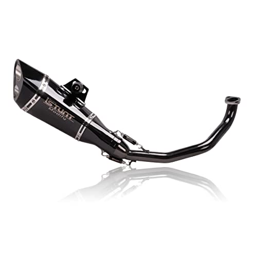 KAJIMOTOR Exhaust Muffler Pipe System for GY6 Engine 125cc 150cc Scooters Moped ATV Full Slip on Exhaust Header Pipe Silencer Black Double Hole