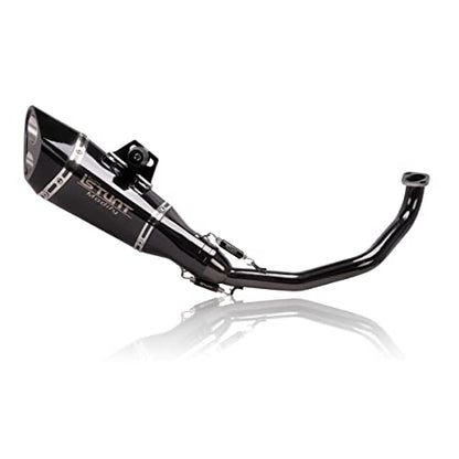KAJIMOTOR Exhaust Muffler Pipe System for GY6 Engine 125cc 150cc Scooters Moped ATV Full Slip on Exhaust Header Pipe Silencer Black Double Hole