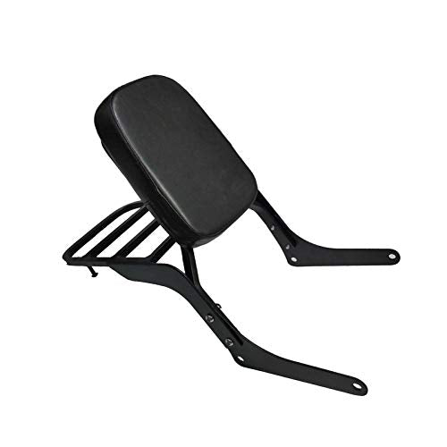 Promise Faster Compatible Motorcycle Sissy Bar Backrest + Luggage Rack Pad Compatible For Honda CA250 Rebel 250 CMX250 Heavt-Duty Black