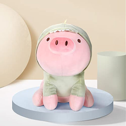 MINISO 12'' Sitting Piglet Stuffed Animals Plush Kawaii Body Pillow, Pig Cute Soft Plushies, Piglet Plush Throw Pillow Doll Plush Toys Valentine's Day Gift for Boy Girl Kids Children (Dinosaur Hoodie)