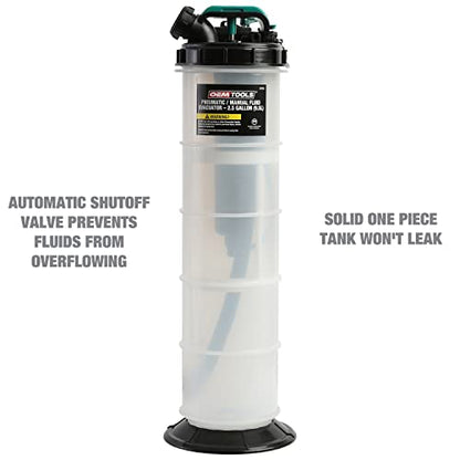 OEMTOOLS 24938 10 Quart (2.5 Gallons) Manual Fluid Extractor, Manual and Pneumatic Oil Extractor, Fluid Vacuum Extractor, Vacuum Evacuator