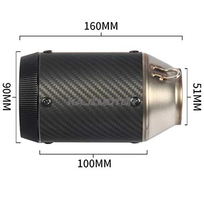 KAJIMOTOR Motorcycle Stainless 51mm/ 2" Inlet Motorcycle Systerm Exhaust Muffler Tail Real Carbon Fiber Tip Pipe For Kawasaki Z900 2017 2018 2019 2020