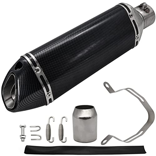 Motorcycle Slip On Exhaust Muffler,1.5-2" Carbon Fiber Unversal Exhaust Slip on Silencers & Mufflers For Dirt Bike Street Bike Scooter ATV Racing Exhaust Pipes
