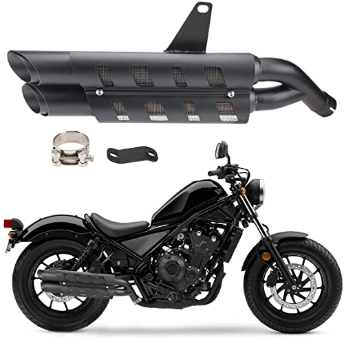 Motorcycle Exhaust Slip-on Muffler Pipe Tube with Heat Shield Cover Kit for CMX 300 CMX 500 Rebel 2017-2021 Black