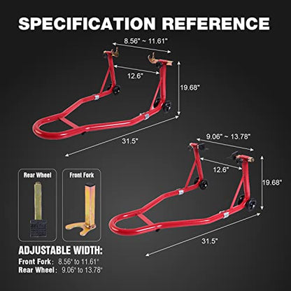 Jack Boss Motorcycle Stand Front and Rear Combo Wheel Lift Stands,500Lbs Capacity,Swingarm Spool Paddock Stands for Sport Bike,Fit for Yamaha Honda Kawasaki