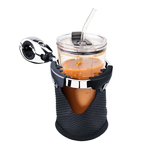 LEXIN LX-C3 Motorcycle Cup Holder with 360°Swivel Ball-Mount, Large Boat Drink Holder with Basket, Metal Handlebar Mount for Bike/ATV/Harley/Kayak/Canoe/Walker, Fits Handlebar 7/8'' to 1 1/4''