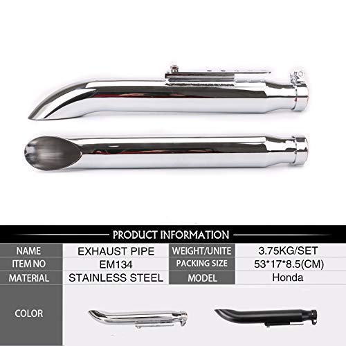 PACEWALKER Chrome 1 Pair Motorcycles Slash Cut Exhaust Muffler Pipe for 1-3/8", 1-1/2", 1-5/8" and 1-3/4" Chopper Cafe Racer Loud For Suzuki 650(silver)
