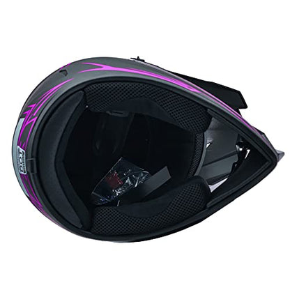 Motocross Helmet Fashion Youth Dirt Bike Helmet Unisex-Adult ATV Off-Road Mountain Bike Motorcycle Red Helmet DOT Approved (Purple-S)