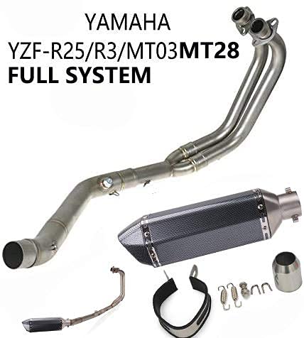 Full Exhaust Systems Pipe Middle Pipe Slip On For YAMAHA R25 R3 2014 2015 2016 MT03 MT-25 With Muffler Carbon Fiber Exhaust