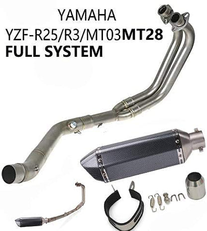 Full Exhaust Systems Pipe Middle Pipe Slip On For YAMAHA R25 R3 2014 2015 2016 MT03 MT-25 With Muffler Carbon Fiber Exhaust