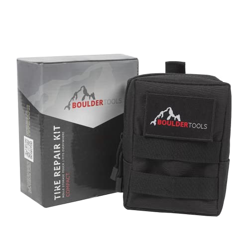 Boulder Tools - Compact Tire Repair kit with Molle Storage Pouch. Heavy Duty Universal Tire Plug Kit, Easily Stores Inside Your UTV, ATV, Truck, Motorcycle, Overlanding Gear or RV