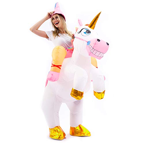 Spooktacular Creations Inflatable Costume Unicorn Riding a Unicorn Air Blow-up Deluxe Halloween Costume - Adult Size