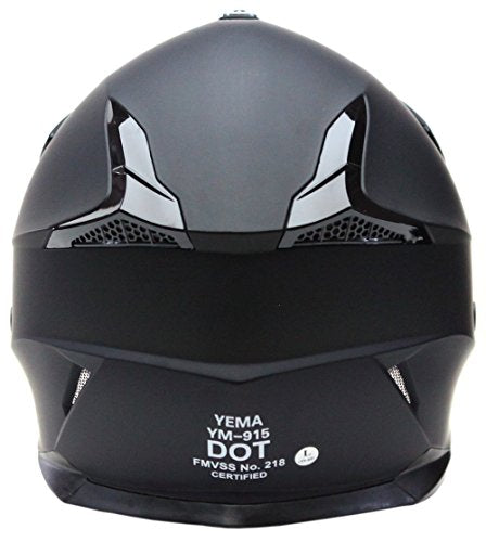 Motorcycle Motocross ATV Helmet DOT Approved - YEMA Helmet YM-915 Motorbike Moped Full Face Off Road Crash Cross Downhill DH Four Wheeler MX Quad Dirt Bike Helmet for Adult Men Women - Matte Black,S
