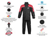 HWK Motorcycle Rain Suit For Men & Women Gear Jackets & Pants Reflective Waterproof Rainsuit (Red, X-Large)