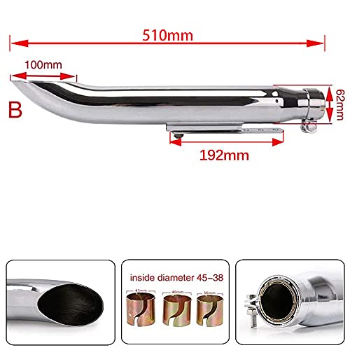 PACEWALKER Chrome 1 Pair Motorcycles Slash Cut Exhaust Muffler Pipe for 1-3/8", 1-1/2", 1-5/8" and 1-3/4" Chopper Cafe Racer Loud For Suzuki 650(silver)