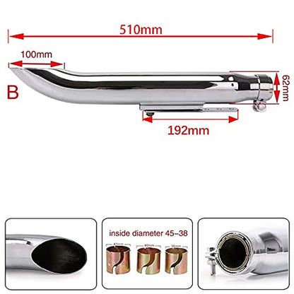 PACEWALKER Chrome 1 Pair Motorcycles Slash Cut Exhaust Muffler Pipe for 1-3/8", 1-1/2", 1-5/8" and 1-3/4" Chopper Cafe Racer Loud For Suzuki 650(silver)