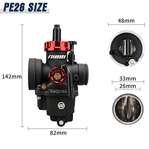 NIBBI 26mm 150cc Carburetor with Jets for 4 Stroke Engines Electric Choke Motorcycle Scooter, Fit YAMAHA KAWASAKI SUZUKI Apollo Dirt Bike Mini Bike SSR TTR KYMCO SYM TAOTAO GY6 Scooter Moped