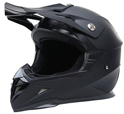 Motorcycle Motocross ATV Helmet DOT Approved - YEMA Helmet YM-915 Motorbike Moped Full Face Off Road Crash Cross Downhill DH Four Wheeler MX Quad Dirt Bike Helmet for Adult Men Women - Matte Black,S
