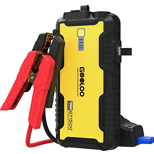 GOOLOO Car Jump Starter, 1500A 12-Volt Supersafe Lithium Battery Booster  for Up to 8.0L Gas & 6.0L Diesel Engines, Portable Water-Resistant Car