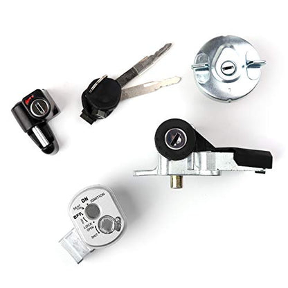 Frezon Ignition Switch Key Lock Fuel Gas Tank Cap Set For Honda NPS50 Ruckus 2003-2005, Ruckus 50 2006-2019, 35014-GEZ-Y21, 35014-GEZ-611