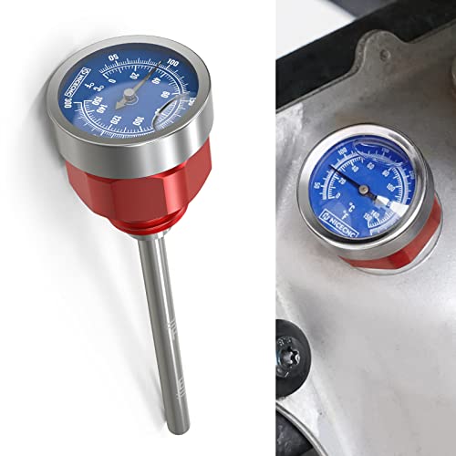 NICECNC Red Engine Oil Dipstick with Temperature Gauge Compatible with Yamaha Raptor 660R 2001-2005 Raptor 700 2006-2021 2022 2023, Raptor 700R 2006-2021 2022 2023 YFZ 450 2004-2013