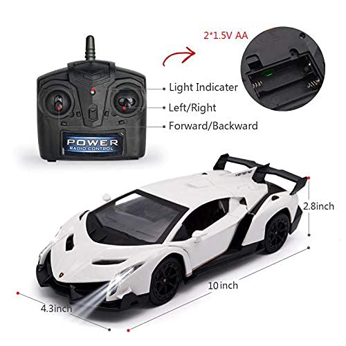 GUOKAI Remote Control RC Cars Racing Car 1:18 Licensed Toy RC Car Compatible with Lamborghini Veneno Model Vehicle for Boys 6,7,8 Years Old, White