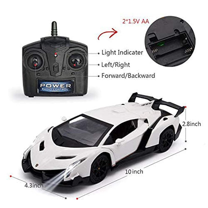 GUOKAI Remote Control RC Cars Racing Car 1:18 Licensed Toy RC Car Compatible with Lamborghini Veneno Model Vehicle for Boys 6,7,8 Years Old, White