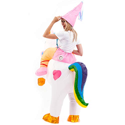 Spooktacular Creations Inflatable Costume Unicorn Riding a Unicorn Air Blow-up Deluxe Halloween Costume - Adult Size
