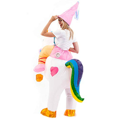 Spooktacular Creations Inflatable Costume Unicorn Riding a Unicorn Air Blow-up Deluxe Halloween Costume - Adult Size