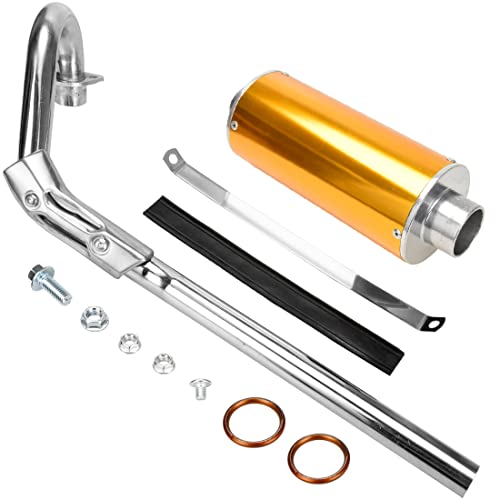 FVRITO High Performance Big Bore Muffler Exhaust Silencer Complete Pipe System Parts Replacement for Honda XR50 CRF50 Chinese 70cc 110cc 125cc SSR SDG Taotao Roketa Coolster Lifan Dirt Pit Bike Yellow
