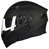 ILM Motorcycle Dual Visor Flip up Modular Full Face Helmet DOT 6 Colors Model 902 (L, Matte Black)