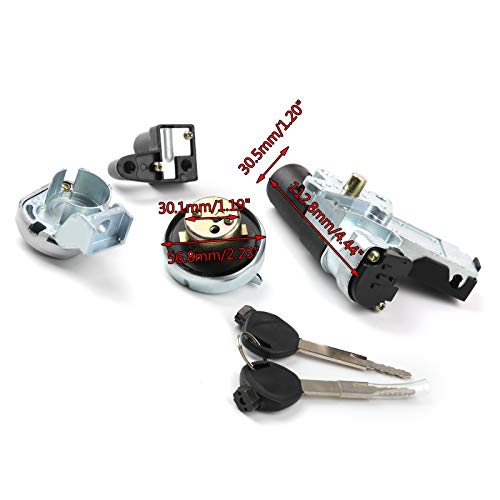 Frezon Ignition Switch Key Lock Fuel Gas Tank Cap Set For Honda NPS50 Ruckus 2003-2005, Ruckus 50 2006-2019, 35014-GEZ-Y21, 35014-GEZ-611
