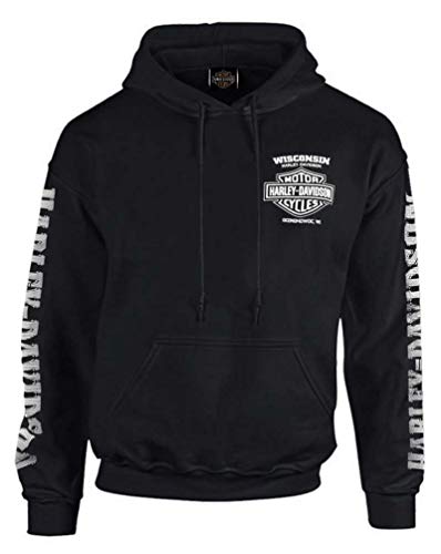 Harley-Davidson Men's Lightning Crest Pullover Hooded Sweatshirt, Black (M)