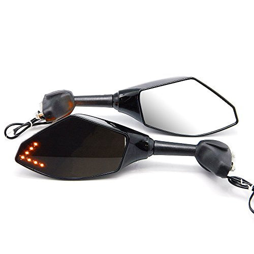 Motorcycle LED Turn Signal Rear View Mirrors with Arrow For Honda Suzuki Racing Bike Sport Bike