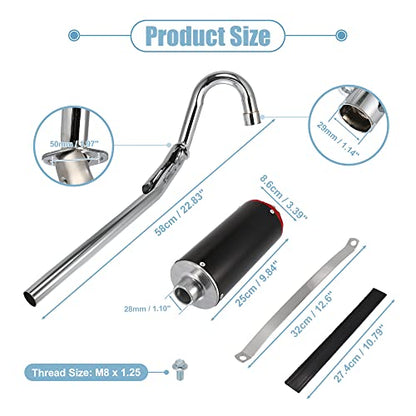 Motoforti Muffler Exhaust Pipe System Assembly Kit 28mm for Honda CRF50 XR50 70cc 110cc 125cc Pit Dirt Bike Exhaust Good Performance Muffler Silencer Pipe