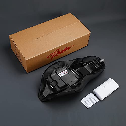 C.C. RIDER Leather Rider Passenger Seat - Hexagon Stitching for Harley Davidson Touring Road King Street Glide Road Glide Electra Glide CVO 2009-2021 Black Red