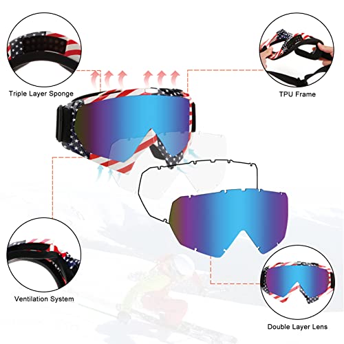 ATV Goggles Dirt Bike Motorcycle Goggles Motocross Anti UV Goggles Dustproof Windproof MX Off Road Goggles for Men Women Adult Youth Kids Riding Racing