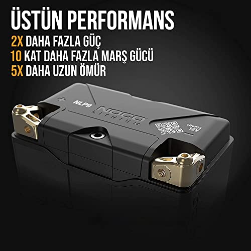 NOCO Lithium NLP9, Group 9, 400A Lithium LiFePO4 Motorcycle Battery, 12V 3Ah ATV, UTV, Jet Ski, 4 Wheeler, Quad, Riding Lawn Mower, Tractor, Scooter, PWC, Seadoo, Polaris and Generator Battery