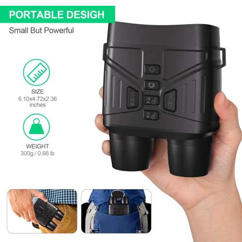 Night Vision Binoculars, 4K Portable Night Vision Goggles Military Tactical, 3'' Large Screen Binoculars for Adults with Anti-Shake Motion Detection & Rechargeable Lithium Battery